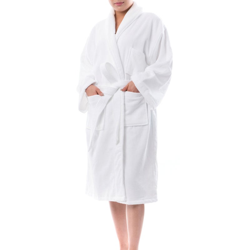 alpine swiss Blair Womens Cotton Terry Cloth Bathrobe Shawl Collar Velour Spa Robe,White,Small / Medium - Image 4